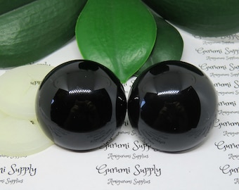 40mm Solid Black Round Safety Eyes with Washers: 1 Pair - Amigurumi / Animals / Doll / Toy / Stuffed Creations / Craft Eyes / Crochet / Knit