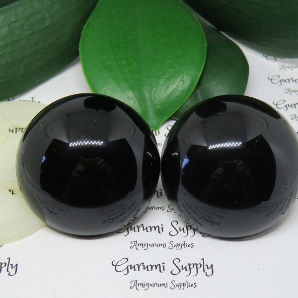 40mm Solid Black Round Safety Eyes with Washers: 1 Pair - Amigurumi / Animals / Doll / Toy / Stuffed Creations / Craft Eyes / Crochet / Knit