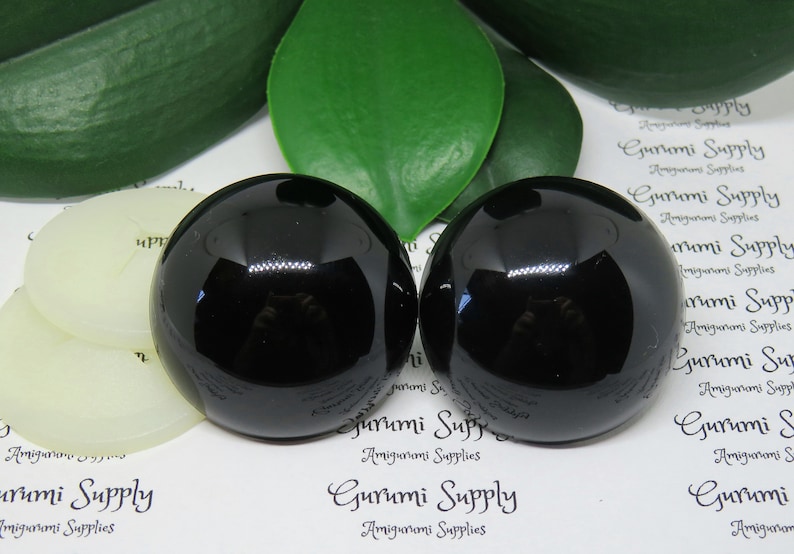 40mm Solid Black Round Safety Eyes with Washers: 1 Pair  image 1