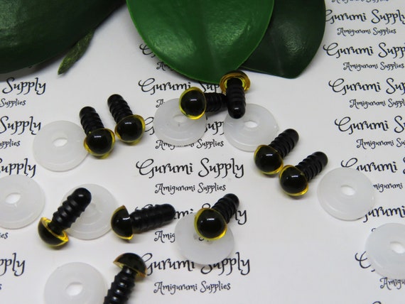 8mm Clear Iris Black Pupil Round Safety Eyes and Washers: 5 Pairs - Doll /  Amigurumi / Animal / Toy / Supplies / Crochet / Knit / Paintfree