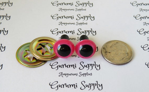 8x12mm Solid Black Oval Safety Eyes/Noses with Washers: 2 Pair - Amigurumi/  Animals/ Doll/ Toy/ Stuffed Creations/ Craft Eyes/ Crochet/ Knit