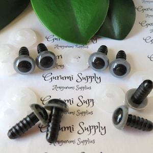 10mm Gray Iris Black Pupil Round Safety Eyes and Washers: 4 Pairs - Dolls/Amigurumi/Animals/ Stuffed Creations/Crochet/Paintfree/supplies