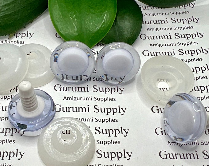 25mm Clear Iris with a Centered White Pupil Trap Safety Eyes and Washers: 1 Pair - Doll / Amigurumi / Animal / Creations / Crochet / Monster