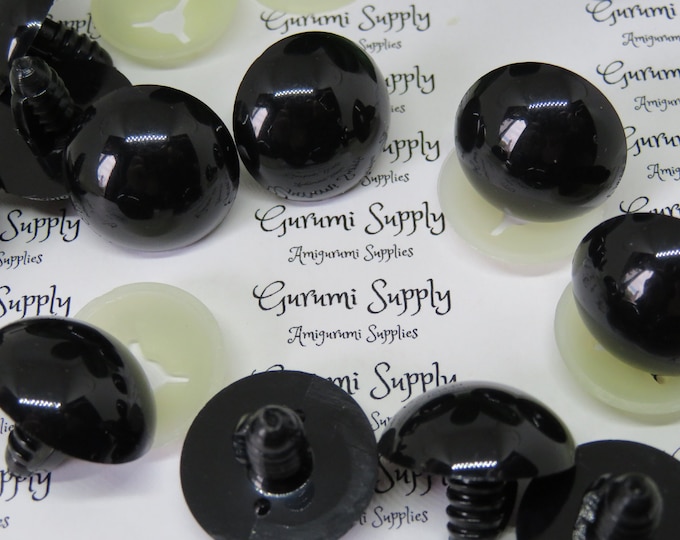 Bulk-Pack! 24mm Solid Black Safety Eyes with Washers: 20 Pairs – Amigurumi/ Animals/ Doll/ Toy/ Stuffed Creations/ Craft Eyes/ Crochet/ Knit