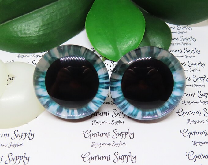 40mm Teal Green Iris 3D Style Trapezoid Safety Eyes and Washers: 1 Pair - Amigurumi / Animal / Stuffed Creations / Crochet / Craft Supplies