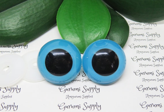20mm Blue Iris Black Pupil Round Safety Eyes and Washers: 1 Pair  Dolls/amigurumi/animals/ Stuffed Creations/crochet/paintfree/supplies 