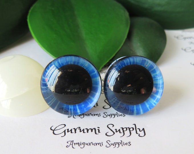 18mm Blue Iris 3D Style Trapezoid Safety Eyes and Washers: 1 Pair - Amigurumi / Animals / Stuffed Creations / Crochet / Craft Supplies /