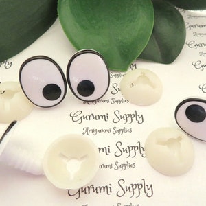 16mm x 20mm Toy Safety Eyes Dollmaking Oval Black and White Eyes with Washers: 2 Pairs - Character / Comic / Amigurumi / Animal / Toy Craft