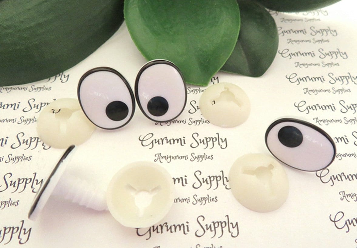 16mm x 20mm Toy Safety Eyes Dollmaking Oval Black and White Eyes with  Washers: 2 Pairs - Character / Comic / Amigurumi / Animal / Toy Craft