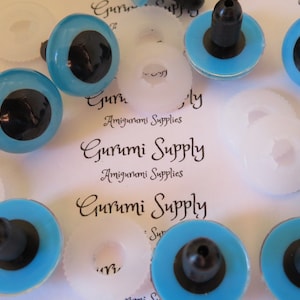 18mm Medium Blue Iris Black Pupils Round Safety Eyes and Washers: 2 Pairs – Paint Free - Doll / Amigurumi / Animal / Creation /  Crochet