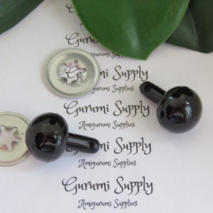 15mm Solid Black Round Noses with Metal Washers – 2ct/ Sense of Smell/ Amigurumi/ Clowns/ Animals/ Stuffed Creations/ Stuffed Animal Toys
