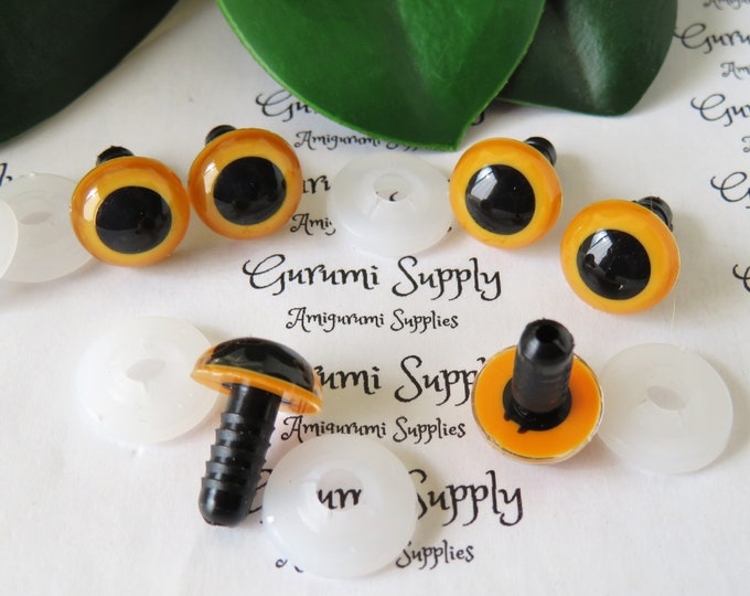 12mm Marigold Iris Black Pupil Round Safety Eyes and Washers: 3 Pairs - Doll / Amigurumi / Animal / Stuffed Creation / Crochet / Paintfree