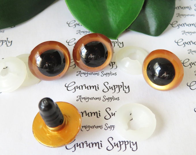 12mm Red-Brown Iris Black Pupil Round Safety Eyes and Washers: 3 Pairs -  Dolls/Amigurumi/Animals/ Stuffed Creations/Crochet/Paintfree/Knit