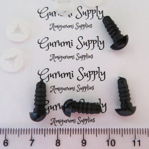 6x8.5mm Solid Matte Black Safety Noses with Washers 4 ct/ Amigurumi / Animal / Doll / Craft / Stuffed Creations / Crochet / Knit / Bear image 7