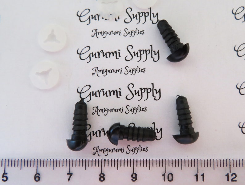 6x8.5mm Solid Matte Black Safety Noses with Washers 4 ct/ Amigurumi / Animal / Doll / Craft / Stuffed Creations / Crochet / Knit / Bear image 7