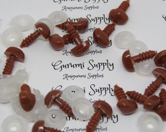 7x9mm Solid Brown Safety Noses with Washers - 4 ct / Sense of Smell / Amigurumi / Animals/ Stuffed Creations / Stuffed Animal Toys