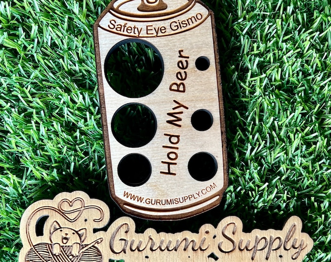 Safety Eye Gismo - Hold My Beer - Safety Eye Tool - Safety Eye Jig - Safety Eye Helper - Wood - Trapezoid - Animal - Craft Eye - Amigurumi