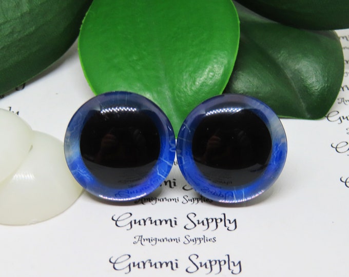 25mm Blue Lightening Iris 3D Style Trapezoid Safety Eyes and Washers: 1 Pair - Amigurumi / Animal / Toy / Doll / Crochet / Sunk in Washer