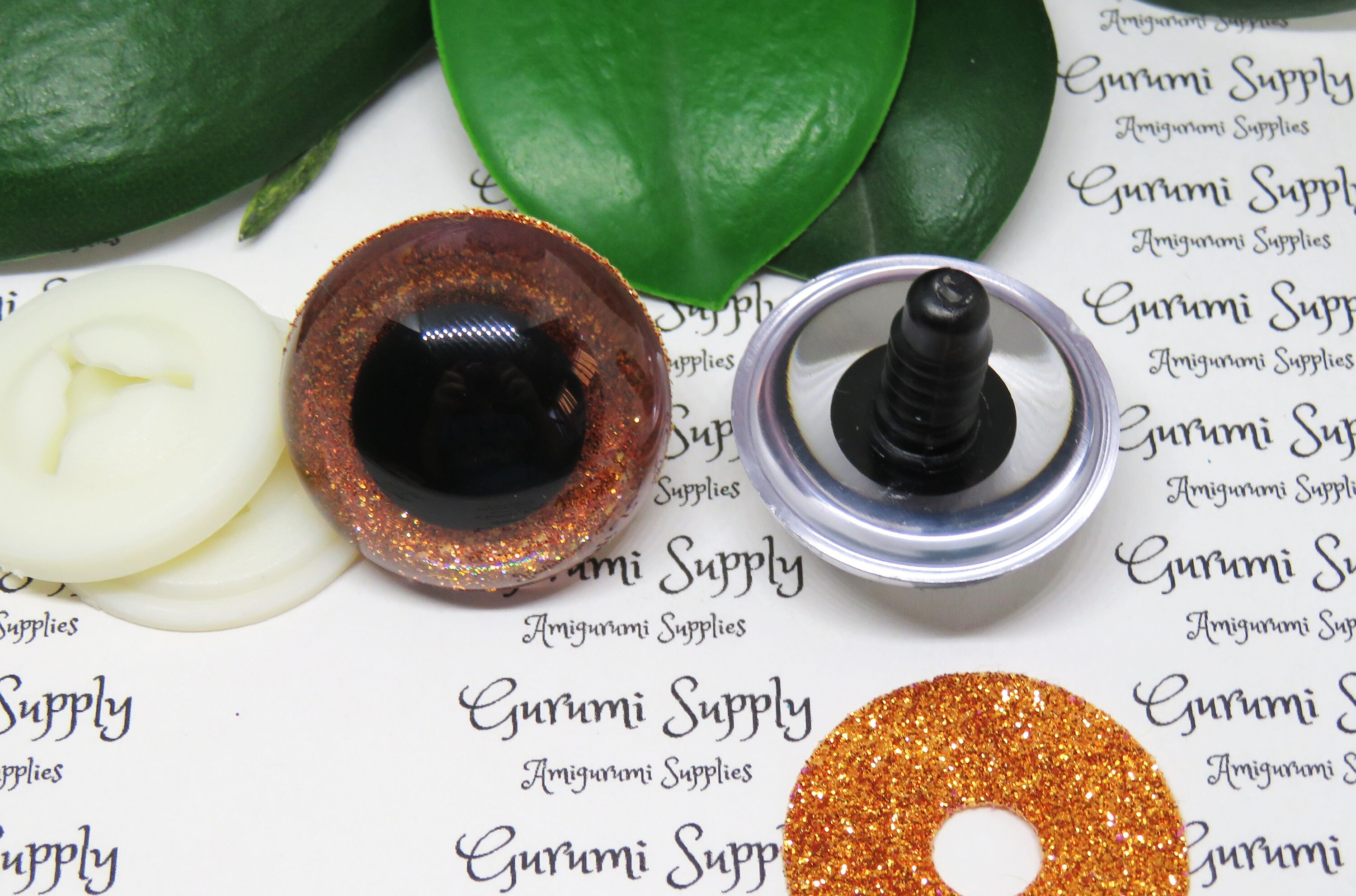 Orange Glitter Safety Eyes (multiple size options)