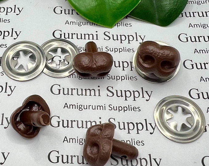 Limited Quantity! 15mmSolid Brown Safety Noses with Metal Washer - 4 ct - Amigurumi / Dogs / Bears / Creations / Animal Toys / Crochet