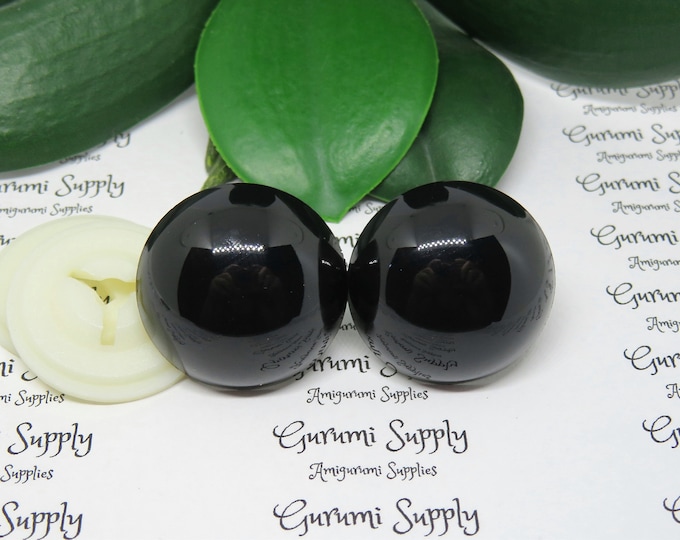 Multi-Pack! 30mm Solid Black Round Safety Eyes with Washers: 2 Pair - Amigurumi / Animals / Doll / Stuffed Creations / Craft Eyes / Crochet