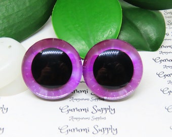 30mm Fuchsia Iris 3D Style Trapezoid Safety Eyes and Washers: 1 Pair - Amigurumi / Animal / Toy / Doll /Crochet / Knit / Sunk in Washer