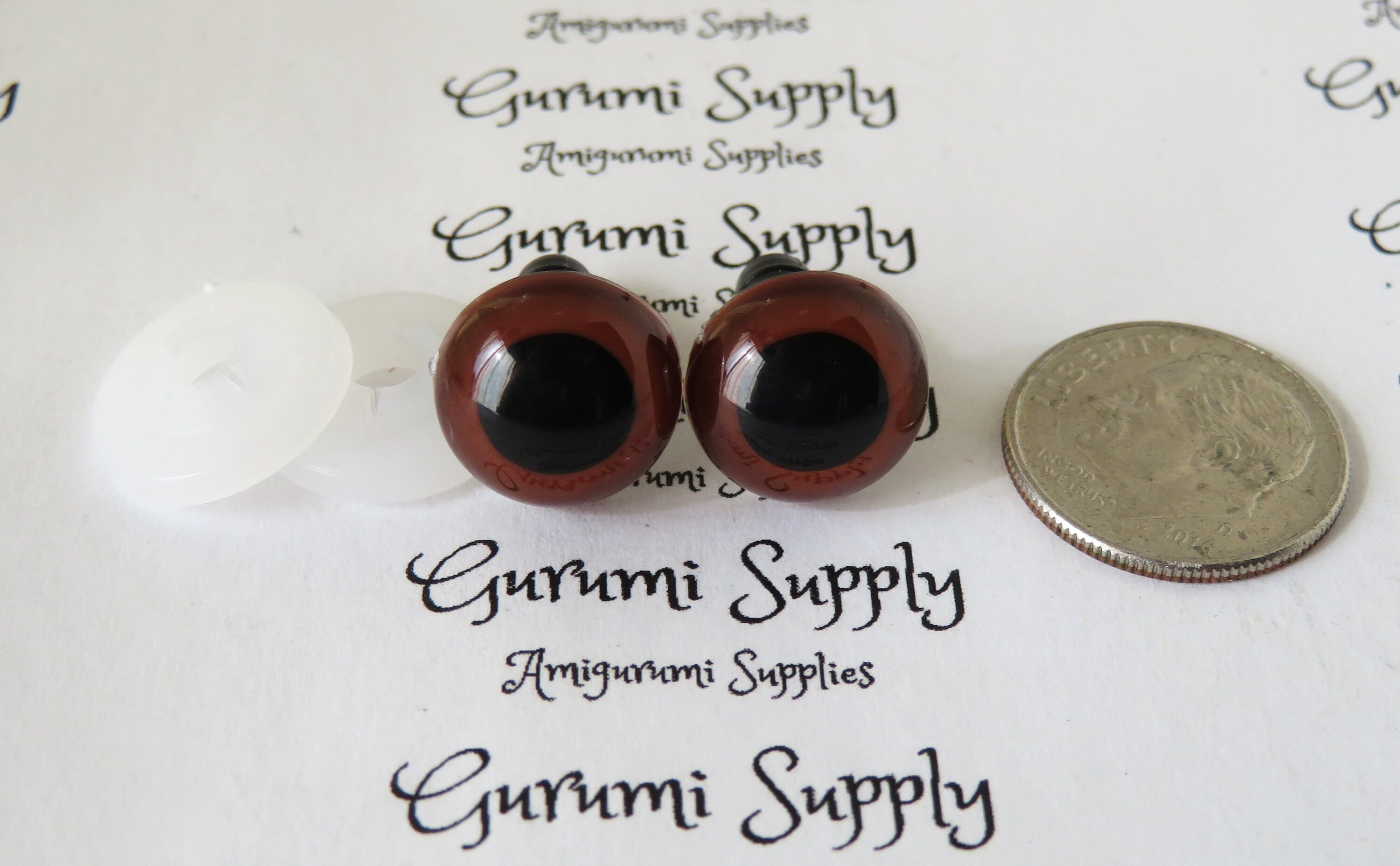 12mm Red-Brown Iris Black Pupil Round Safety Eyes and Washers: 3 Pairs -  Dolls/Amigurumi/Animals/ Stuffed Creations/Crochet/Paintfree/Knit
