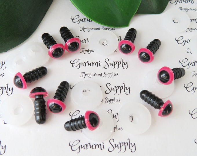 12mm Pink Iris Black Pupil Round Safety Eyes and Washers: 3 Pairs - Doll /  Amigurumi / Animal / Creations/ Crochet / Paintfree / Craft / Toy