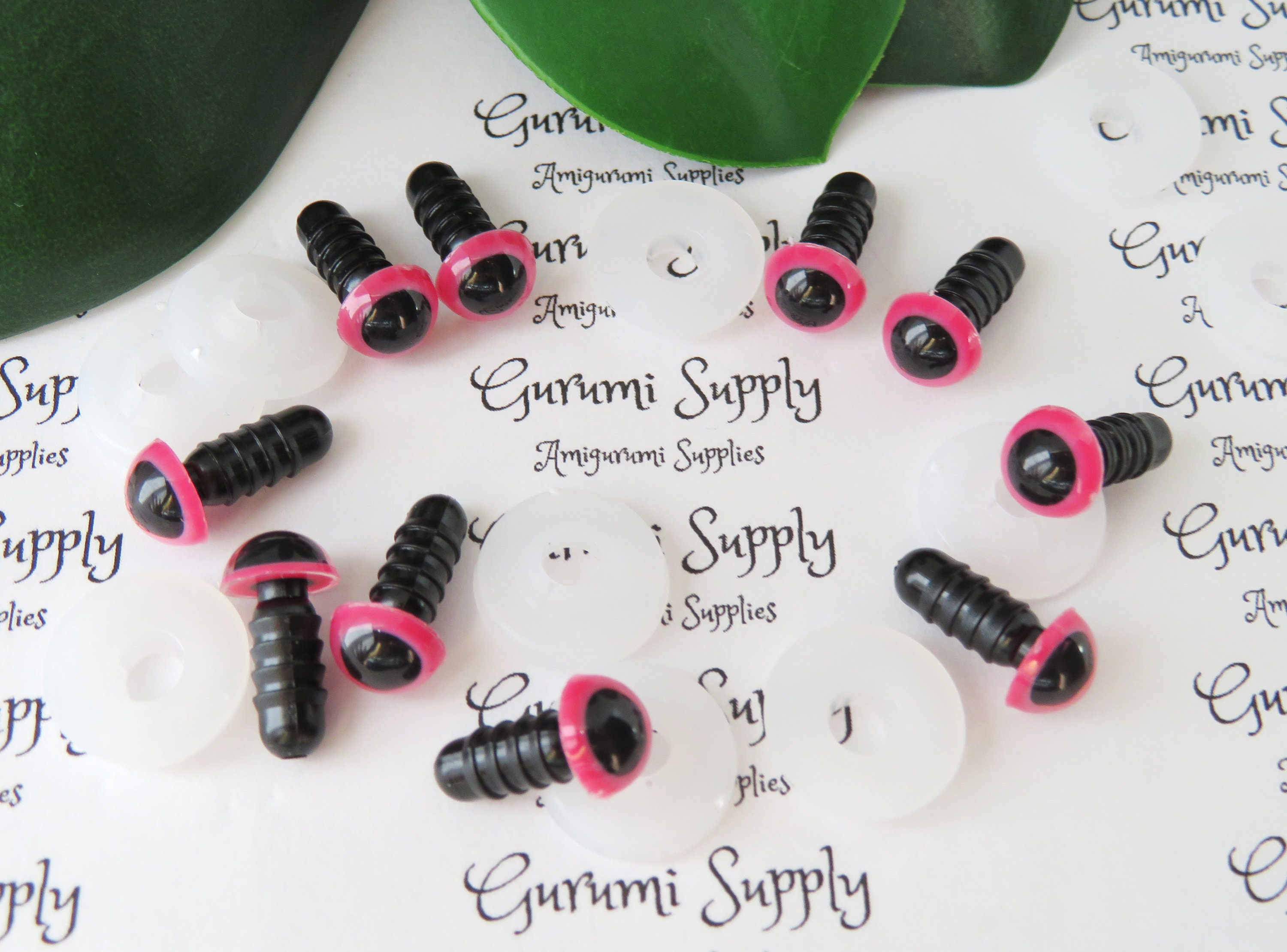 8mm Pink Iris Black Pupil Round Safety Eyes and Washers: 5 Pairs Doll /  Amigurumi / Animal / Toy / Supplies / Crochet / Knit / Paintfree 
