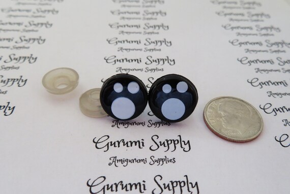 12mm Kawaii Style Round Safety Eyes and Washers: 3 Pairs - Doll / Amigurumi  / Animal / Stuffed Creations / Crochet / Knit / Craft Supplies