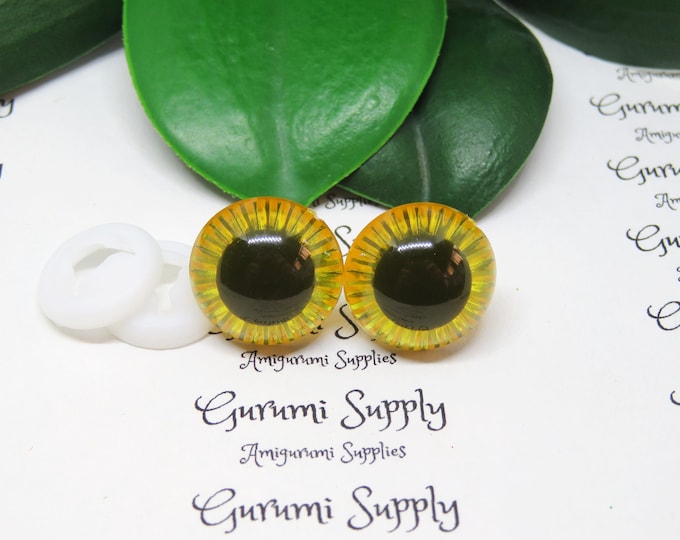 17mm Yellow Textured Iris Safety Eyes – Round Eye with Washer - 1 Pair – Amigurumi/Dolls Making/ Owl Eyes/Crochet Creations/Supplies/Knit