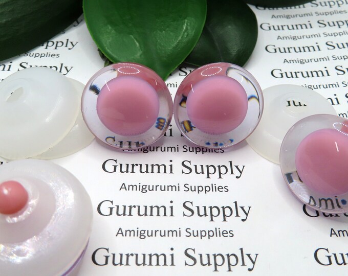 25mm Clear Iris with a Centered Pink Pupil Trap Safety Eyes and Washers: 1 Pair - Doll / Amigurumi / Animal / Creations / Crochet / Monster
