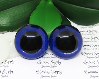 40mm Blue Felt Iris Black Pupil Round Safety Eyes and Washers: 1 Pair - Dolls / Amigurumi / Animals / Toys / Stuffed Creations / Crochet