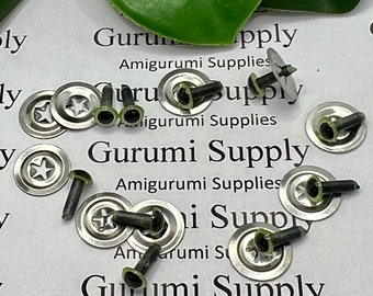 4.5mm Pearl Green Iris Black Pupils Round Safety Eyes and Washers: 5 Pairs - Dolls / Amigurumi / Animals / Toys / Stuffed Creations / Crafts