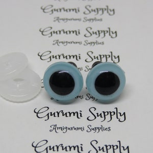 12mm Light Blue Iris with Black Pupil Round Safety Eyes and Washers: 3 Pairs Dolls / Amigurumi / Animals / Stuffed Creations / Craft / Toy image 2
