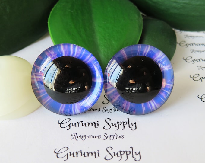 25mm Purple Iris 3D Style Trapezoid Safety Eyes and Washers: 1 Pair -Amigurumi / Animal / Stuffed Creations / Crochet / Craft Supplies / Toy