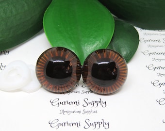 23mm Brown Textured Iris Safety Eyes – Round Eye with Washer - 1 Pair – Amigurumi/Dolls Making/Owl Eyes/Crochet Creations/Supplies/Knit/Toys