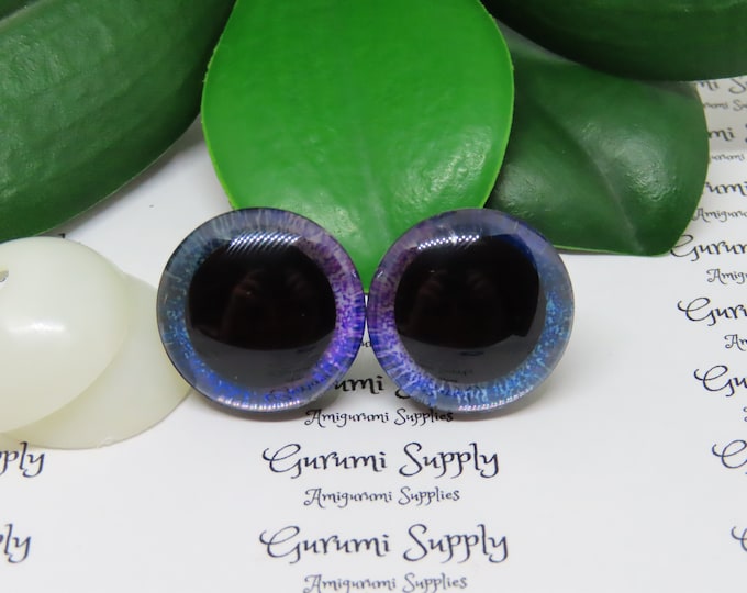 25mm Blue Purple Iris 3D Style Trapezoid Safety Eyes and Washers: 1 Pair - Amigurumi / Animal / Toy / Doll / Crochet / Sunk in Washer