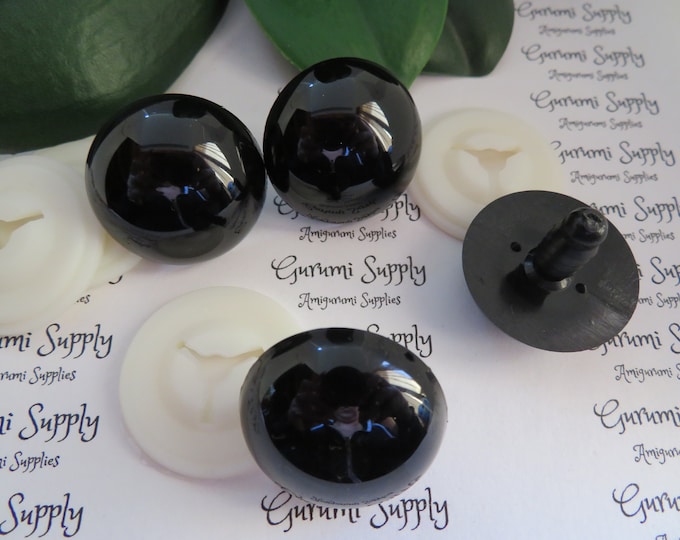 Bulk-Pack! 28mm Solid Black Round Safety Eyes with Washers: 5 Pair - Amigurumi/ Animals/ Doll/ Stuffed Creations/ Craft Eyes/ Crochet/ Knit