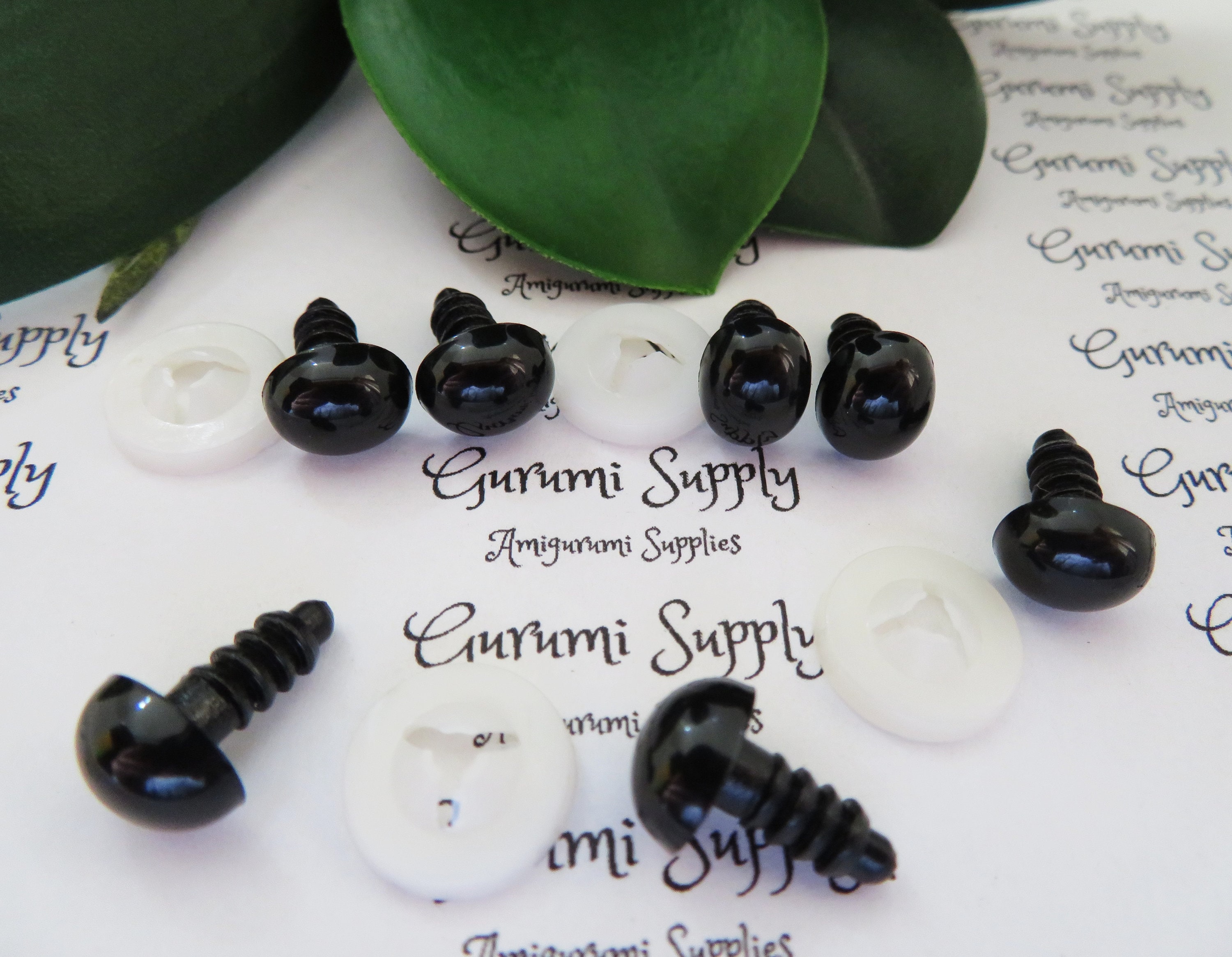 8x10mm Solid Black Oval Safety Eyes/Noses and Washers: 2 Pairs