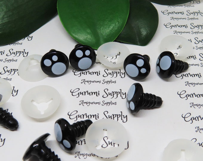 Bulk-Pack! 16mm Kawaii Safety Eyes with Washers: 20 Pairs - Amigurumi / Animal / Doll / Toy / Creation / Craft / Crochet / Knit / Black Eye