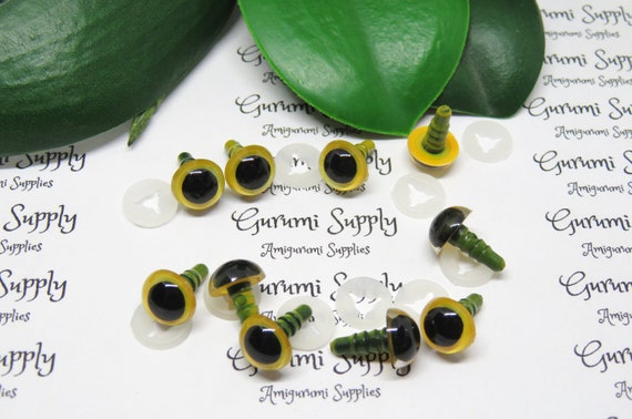 12mm Safety Eyes Plastic Eyes Plastic Craft Safety Eyes for Cat/Stuffed  Doll Animal Amigurumi DIY Accessories - 20 Pairs (Yellow)