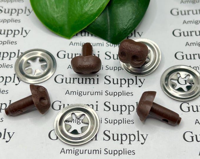 Limited Quantity! 12mmSolid Brown Safety Noses with Washer - 4 ct - Amigurumi / Dogs / Bears / Creations / Animal / Toys / Crochet