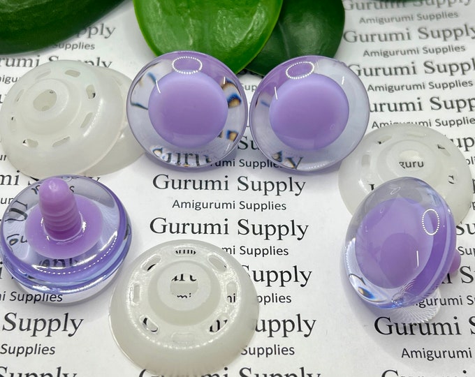 30mm Clear Iris with a Centered Purple Pupil Trap Safety Eyes and Washers: 1 Pair - Doll / Amigurumi / Animal / Creation / Crochet / Monster