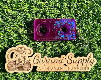 Safety Eye Gismo - Neon Purple Glitz - Rectangle -  Keychain - Safety Eye Tool - Eye Jig - Eye Helper - Amigurumi - Travel - On-the-Go