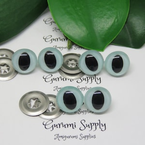 12mm Pearl Silver Blue Iris Black Pupils Cat Style Safety Eyes and Washers: 3 Pairs – Dragons / Amigurumi / Animals / Doll / Crochet / Knit