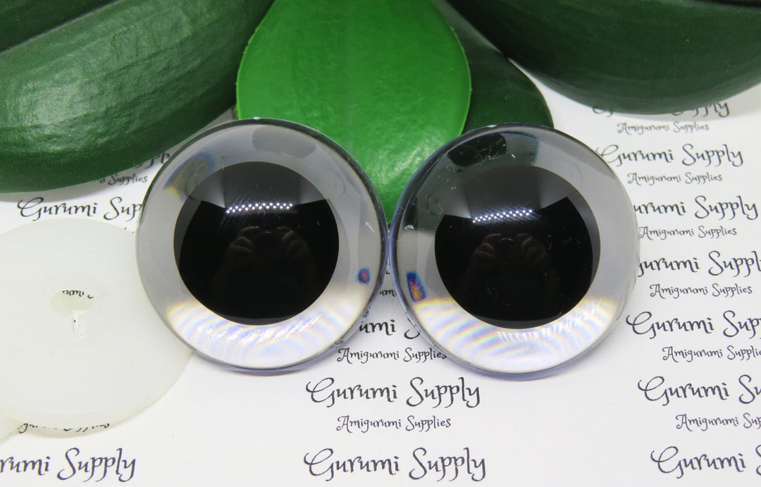 24mm Solid Black Round Safety Eyes with Washers: 1 Pair - Amigurumi /  Animal / Doll / Toy / Craft Eye / Crochet / Knit / Craft Supplies