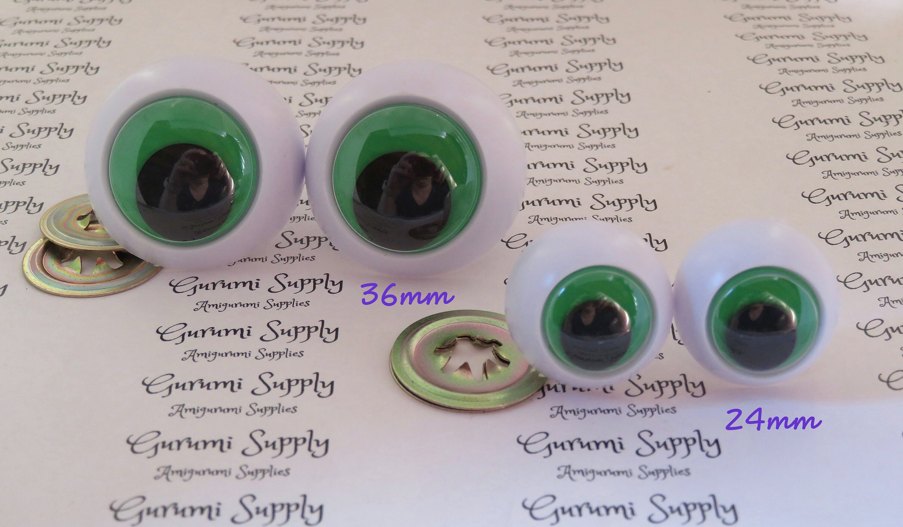 36mm Plastic Craft Eyes 2 Frog Eyes with Googly Pupils/Fasteners 1