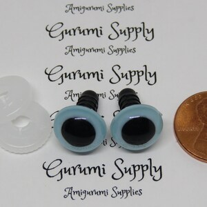 12mm Light Blue Iris with Black Pupil Round Safety Eyes and Washers: 3 Pairs Dolls / Amigurumi / Animals / Stuffed Creations / Craft / Toy image 4