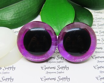 40mm Fuchsia Blast Iris 3D Style Trapezoid Safety Eyes and Washers: 1 Pair - Amigurumi / Animal / Stuffed Creation / Craft Supplies / Toys